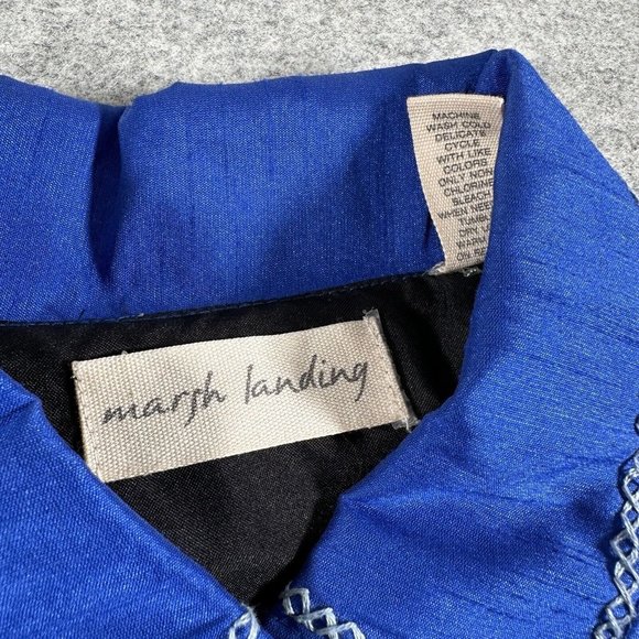 Marsh Landing Jacket Womens Medium Floral Embroidered Applique Patch Button up - Picture 4 of 15